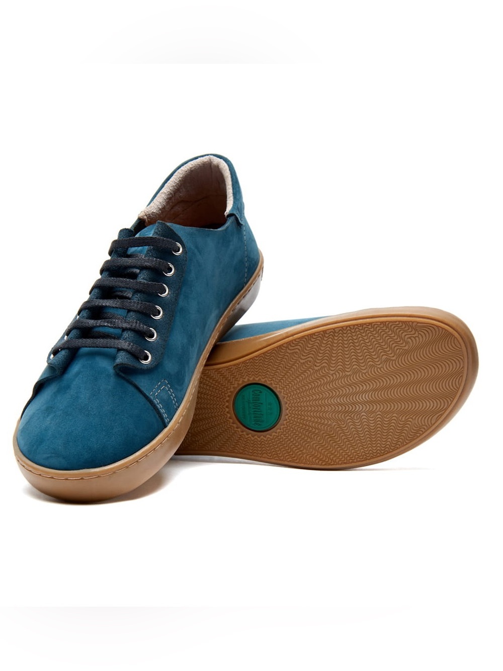 Comfortfusse Ozi Men's Teal Casual Lace-Up Sneakers with Gum Sole Size 43